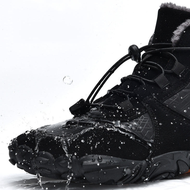 Herren Outdoor High-Top Baumwollschuhe Unisex Barfußschuhe Arbeitsschuhe Schneestiefel Warm Plus Samt Verdickte Mittelrohr Wanderwinterschuhe