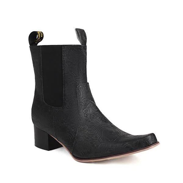 Damenmode Retro Blumen Martin Stiefel mit klobigem Absatz