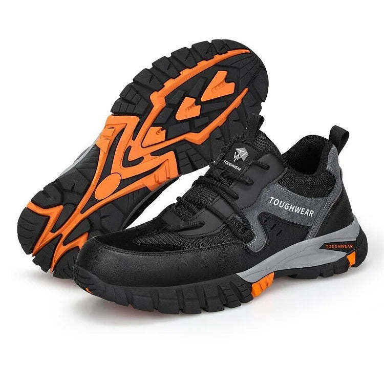 Herrenschuhe mit Stahlkappe Knöchel-Sicherheitsschuhe Arbeitsstiefel Schwarz