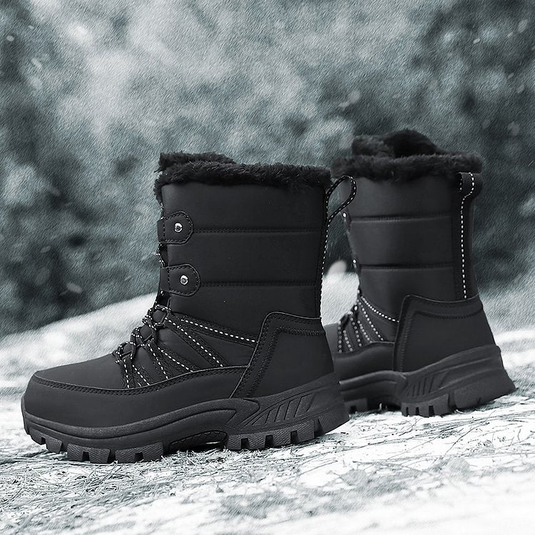 Damen Anti-Rutsch-Fell Warme wasserdichte Schneestiefel Mitte Der Wade