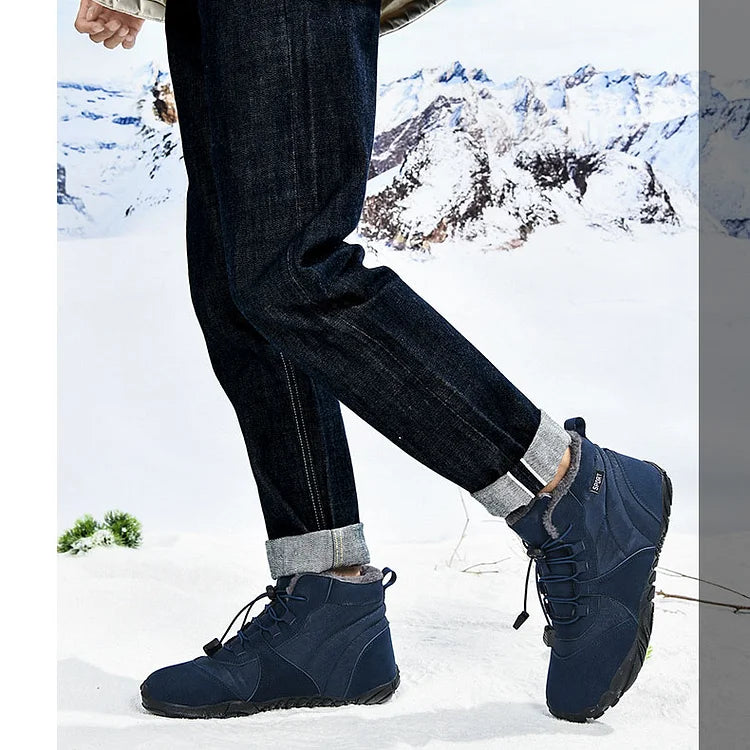 Herren Outdoor High-Top Baumwollschuhe Unisex Barfußschuhe Arbeitsschuhe Schneestiefel Warm Plus Samt Verdickte Mittelrohr Wanderwinterschuhe