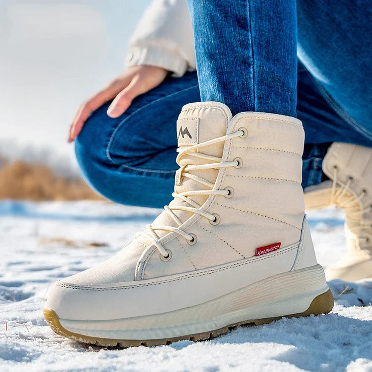 Winter-Schneestiefel aus rutschfestem Samt mit Schnürung