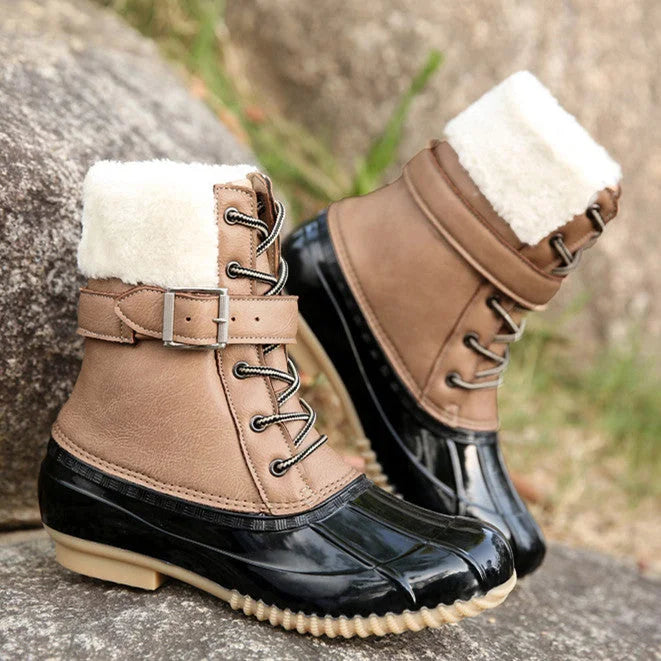 Warme Retro-Entenstiefel aus Kunstwolle