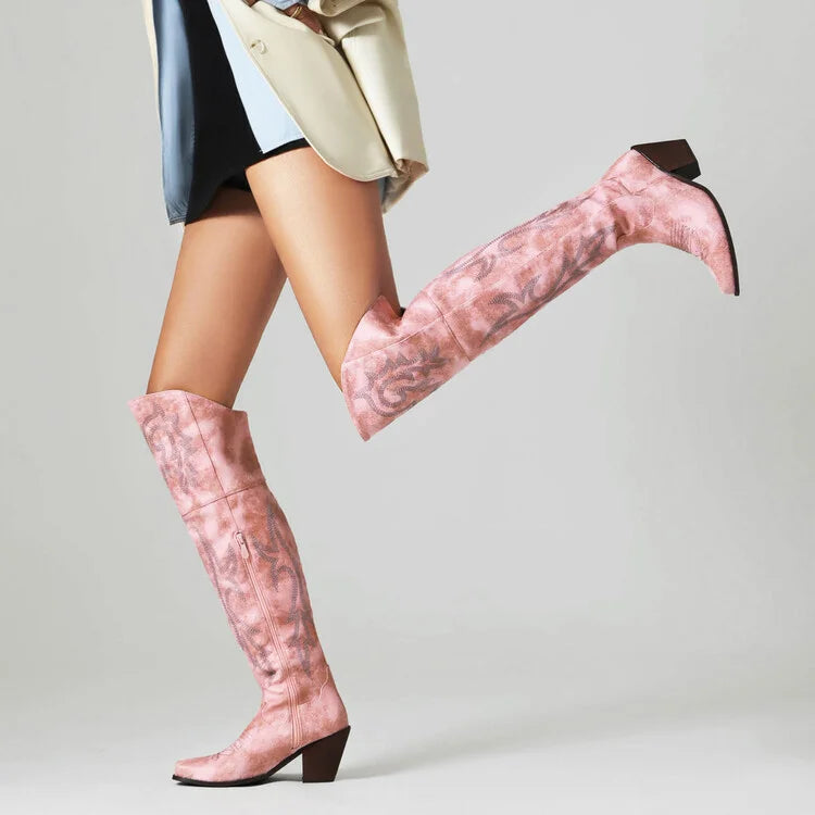 Hohe Cowboystiefel im Vintage-Look