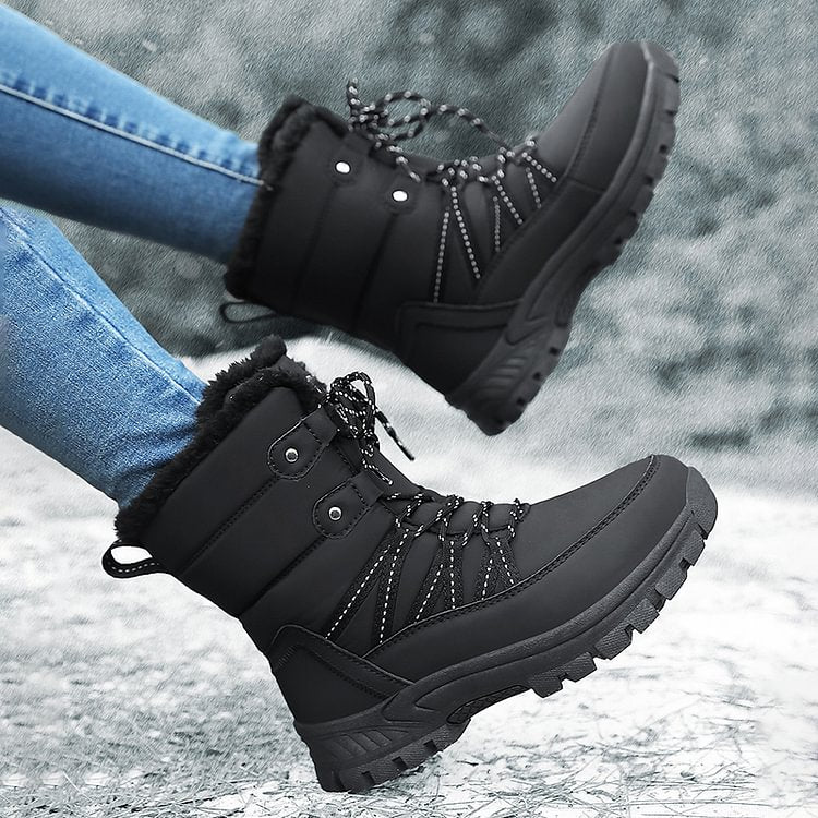 Damen Anti-Rutsch-Fell Warme wasserdichte Schneestiefel Mitte Der Wade