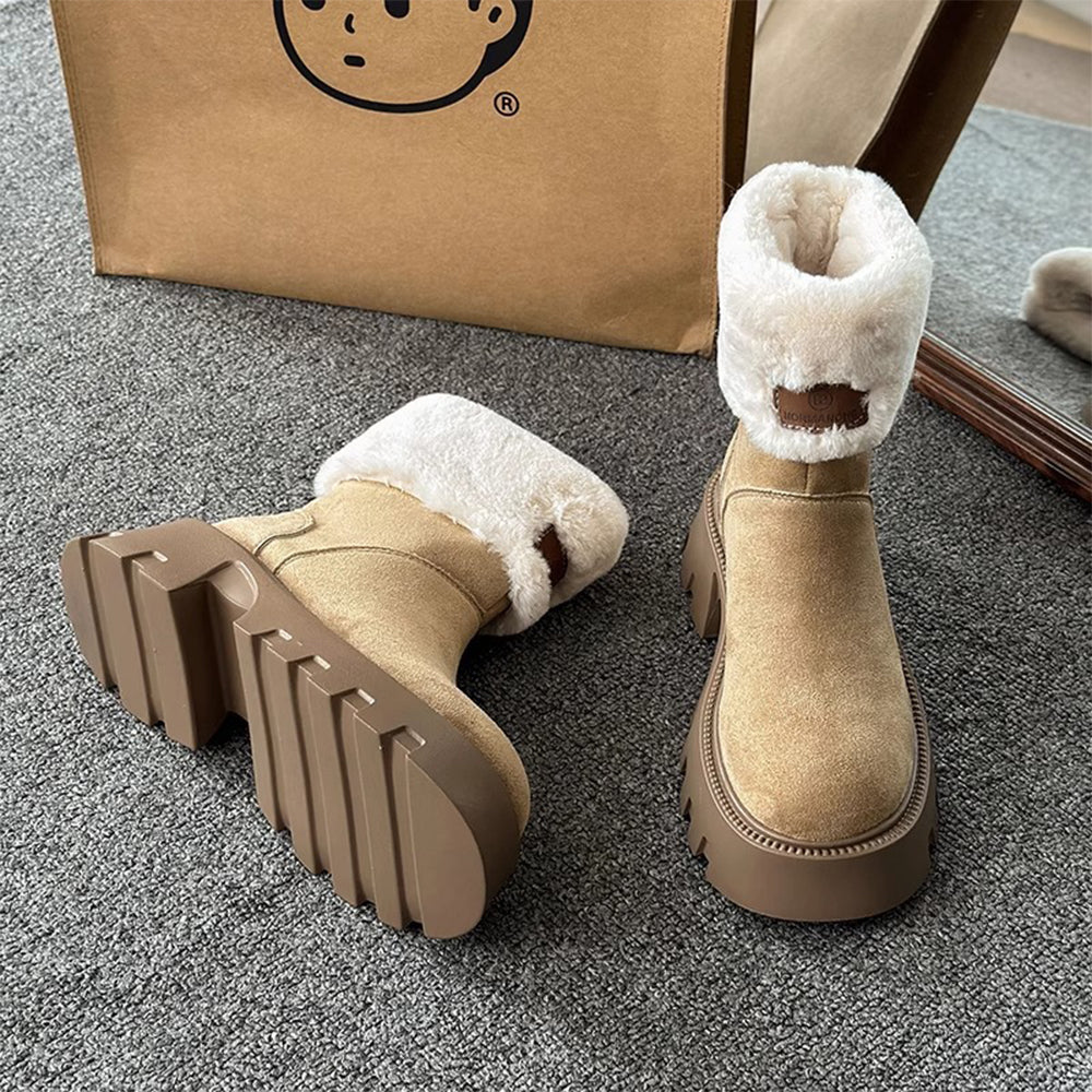 Orthopädische Damenstiefel Damen Fleece Retro Dickbesohlte Warme Kurze Stiefel