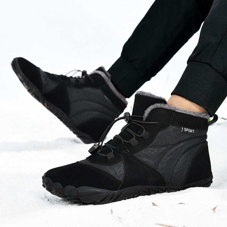 Herren Outdoor High-Top Baumwollschuhe Unisex Barfußschuhe Arbeitsschuhe Schneestiefel Warm Plus Samt Verdickte Mittelrohr Wanderwinterschuhe