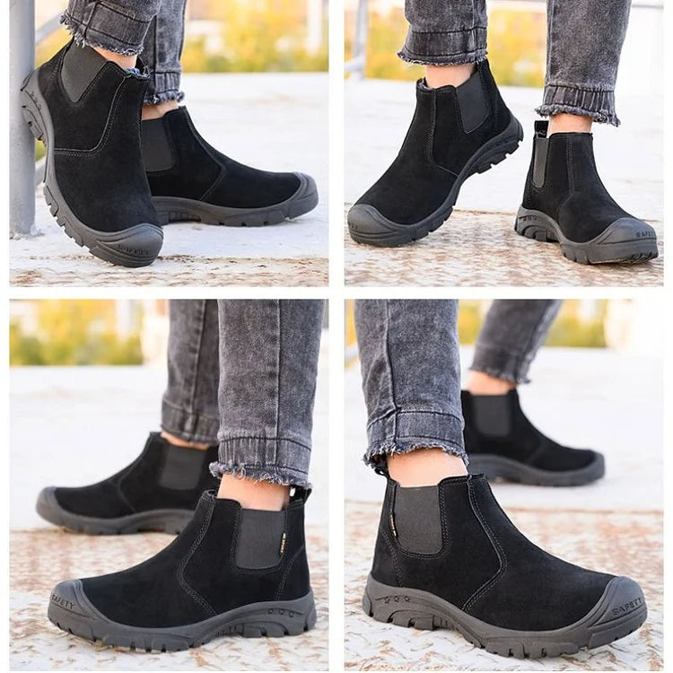 Anti-Smashing Herren Arbeitsstiefeletten Wildleder Stahlkappe Orthopädische Schuhe