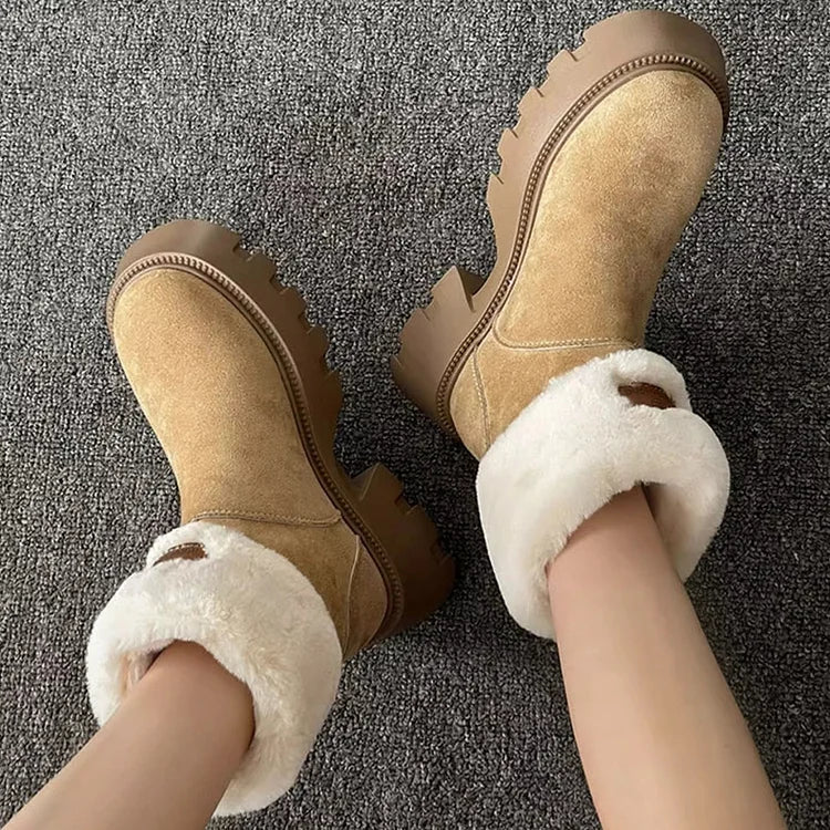 Orthopädische Damenstiefel Damen Fleece Retro Dickbesohlte Warme Kurze Stiefel