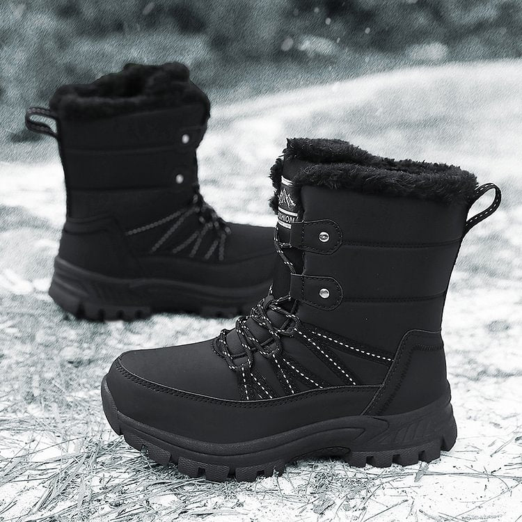 Damen Anti-Rutsch-Fell Warme wasserdichte Schneestiefel Mitte Der Wade