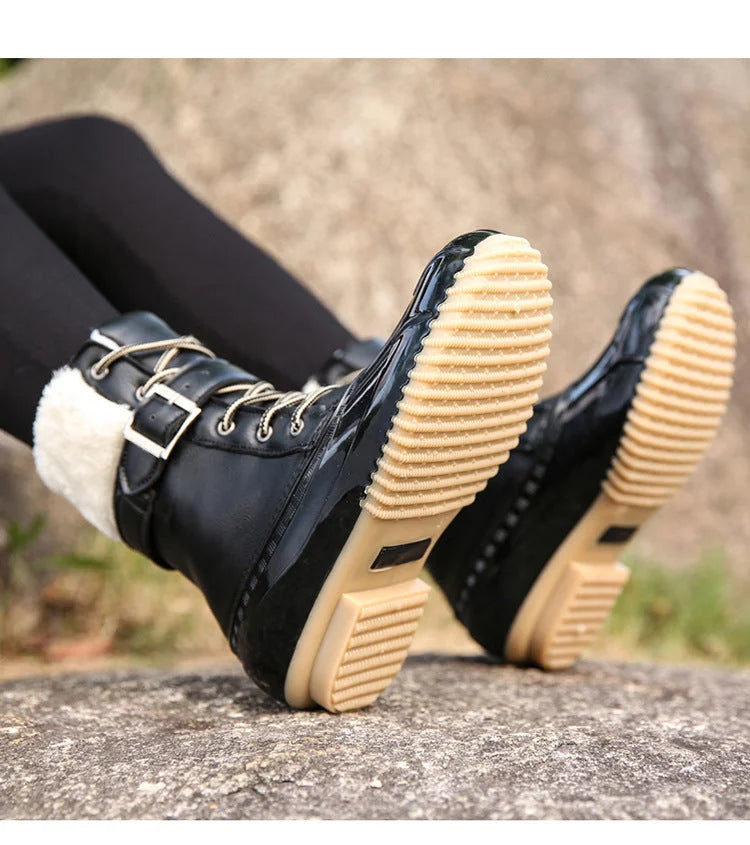Warme Retro-Entenstiefel aus Kunstwolle