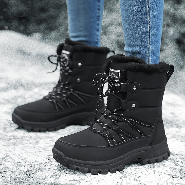 Damen Anti-Rutsch-Fell Warme wasserdichte Schneestiefel Mitte Der Wade
