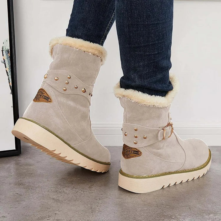 Rutschfeste Schneestiefeletten warme Schlupfstiefeletten mit Fellfutter