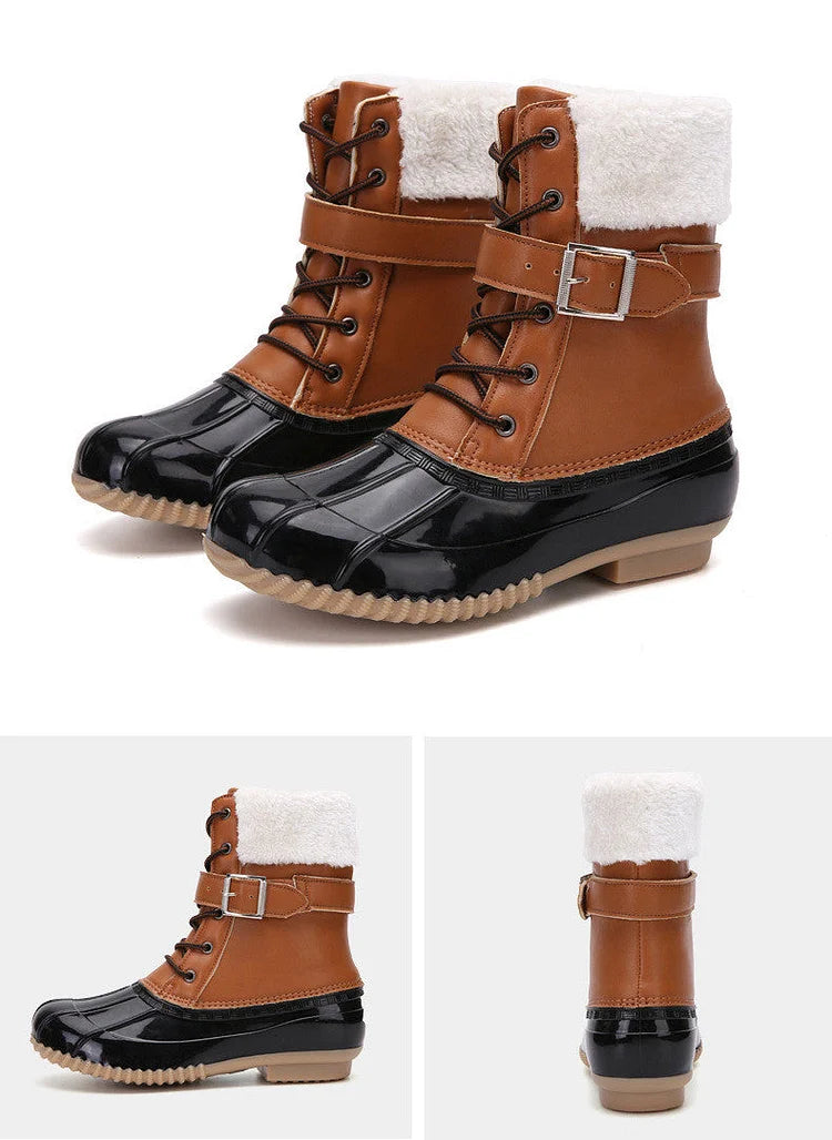 Warme Retro-Entenstiefel aus Kunstwolle