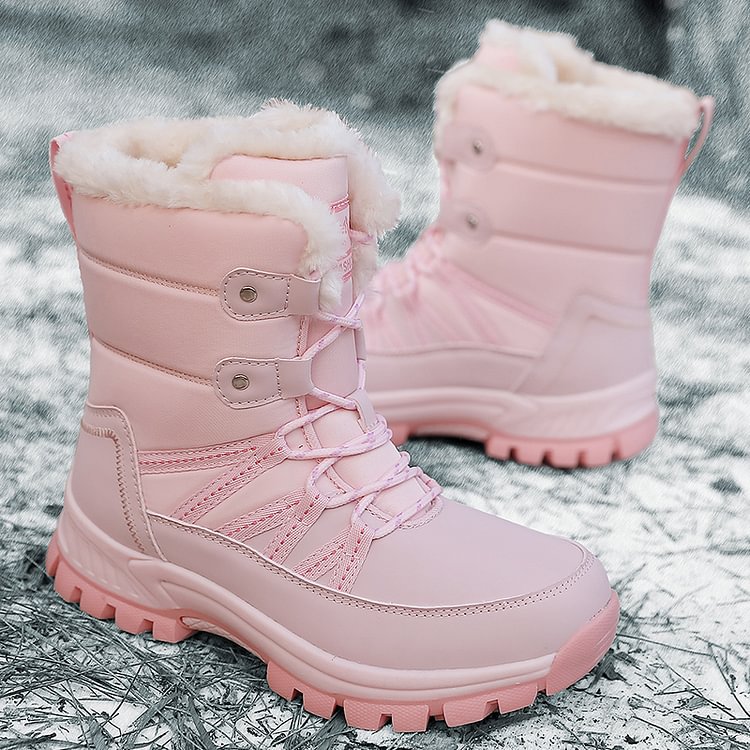 Damen Anti-Rutsch-Fell Warme wasserdichte Schneestiefel Mitte Der Wade