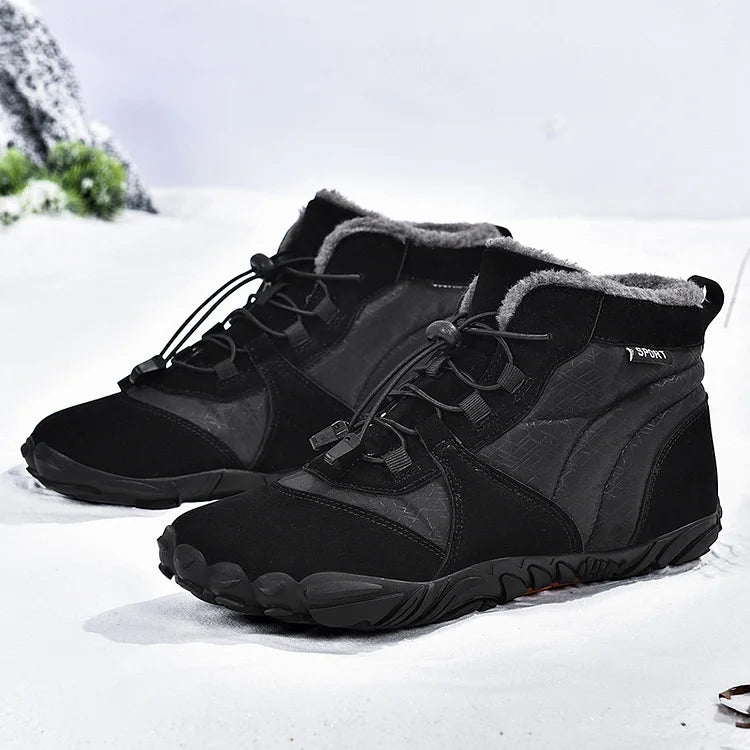 Herren Outdoor High-Top Baumwollschuhe Unisex Barfußschuhe Arbeitsschuhe Schneestiefel Warm Plus Samt Verdickte Mittelrohr Wanderwinterschuhe