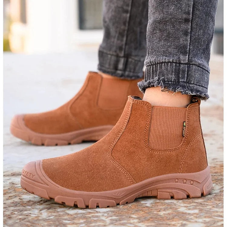 Anti-Smashing Herren Arbeitsstiefeletten Wildleder Stahlkappe Orthopädische Schuhe