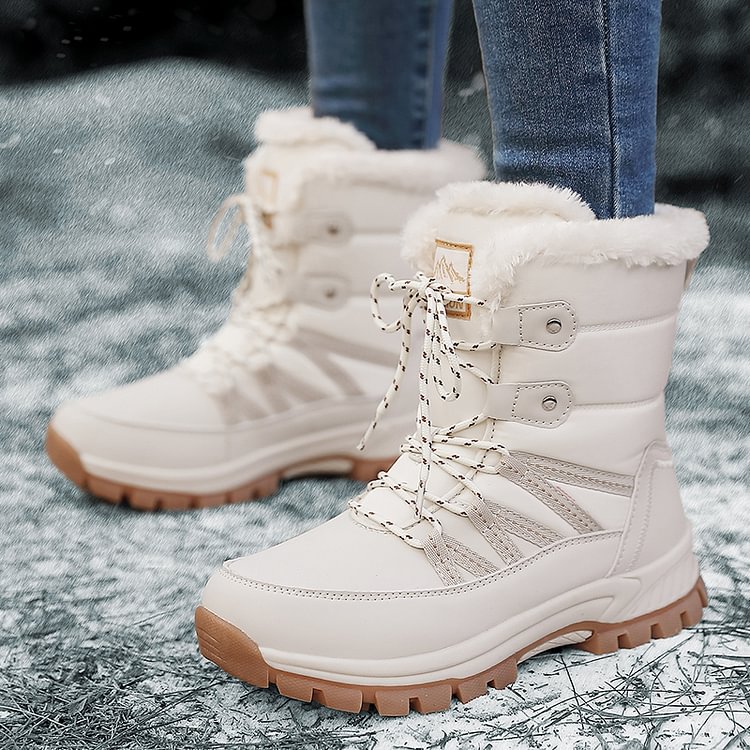 Damen Anti-Rutsch-Fell Warme wasserdichte Schneestiefel Mitte Der Wade