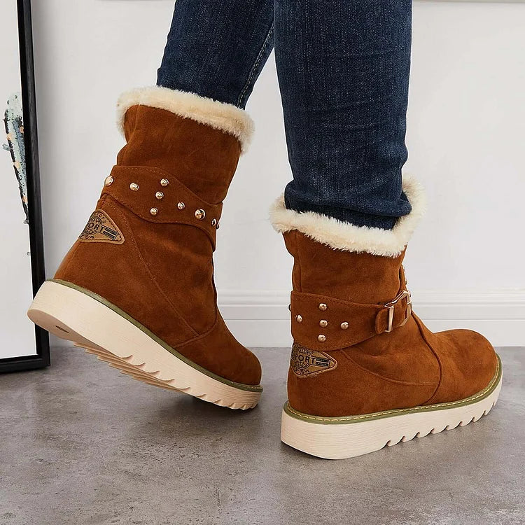 Rutschfeste Schneestiefeletten warme Schlupfstiefeletten mit Fellfutter