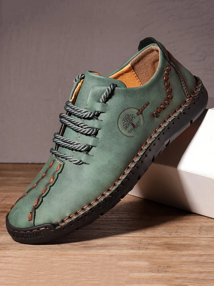 Herren-Freizeitschuhe aus Leder mit handgenähter rutschfester weicher Sohle