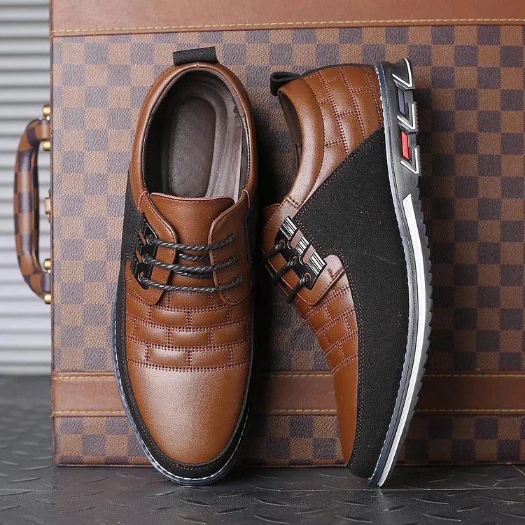 Herren Freizeitschuhe aus Leder britische Schnürschuhe Business-Loafer Oxford bequem atmungsaktiv fürs Autofahren Büro