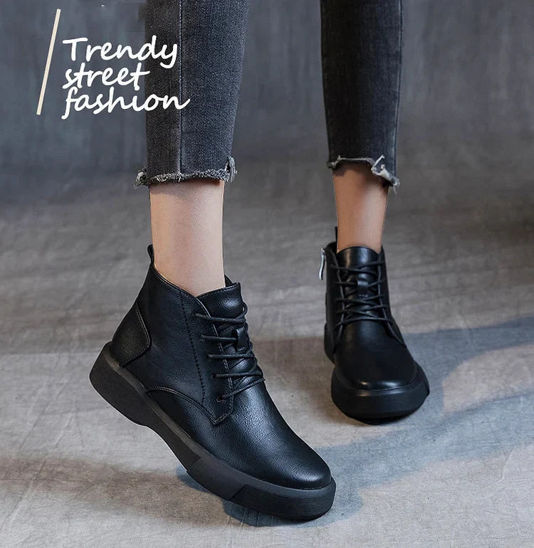 Damen Arch Supportor Leder Stiefeletten Warme Femme Kurze Stiefel Wasserdichte Schuhe