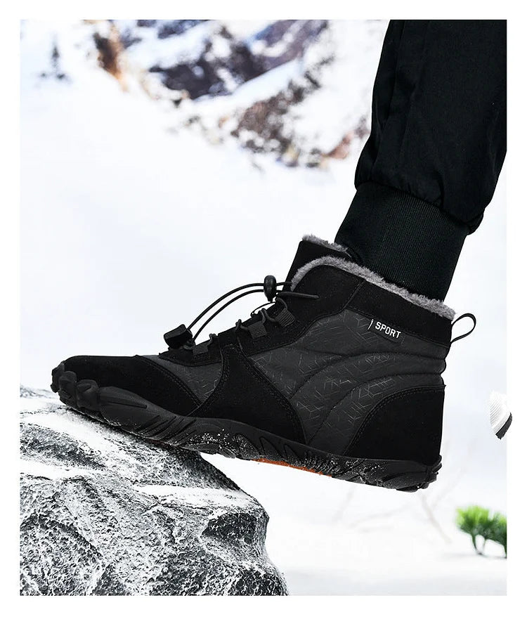 Herren Outdoor High-Top Baumwollschuhe Unisex Barfußschuhe Arbeitsschuhe Schneestiefel Warm Plus Samt Verdickte Mittelrohr Wanderwinterschuhe