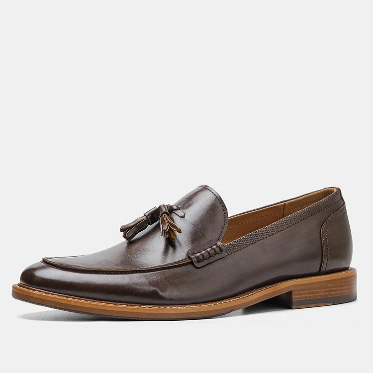 Formelle Business-Loafer für Herren mit Holzmaserung und Quaste