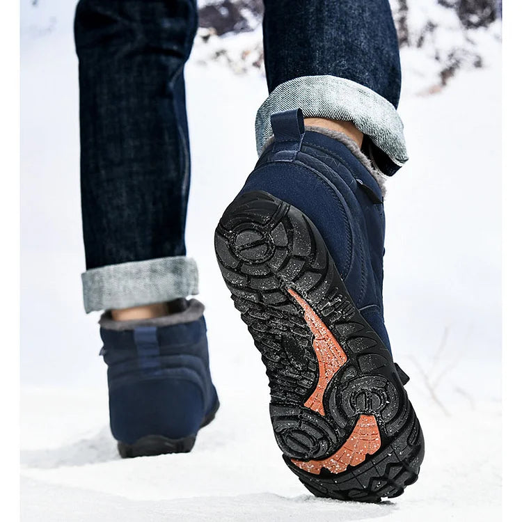 Herren Outdoor High-Top Baumwollschuhe Unisex Barfußschuhe Arbeitsschuhe Schneestiefel Warm Plus Samt Verdickte Mittelrohr Wanderwinterschuhe
