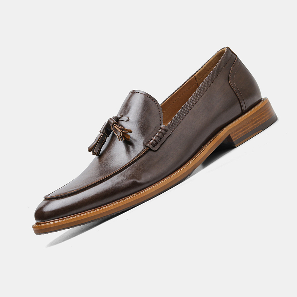 Formelle Business-Loafer für Herren mit Holzmaserung und Quaste