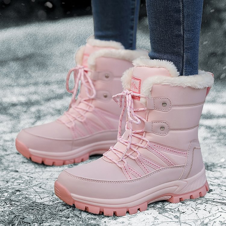 Damen Anti-Rutsch-Fell Warme wasserdichte Schneestiefel Mitte Der Wade