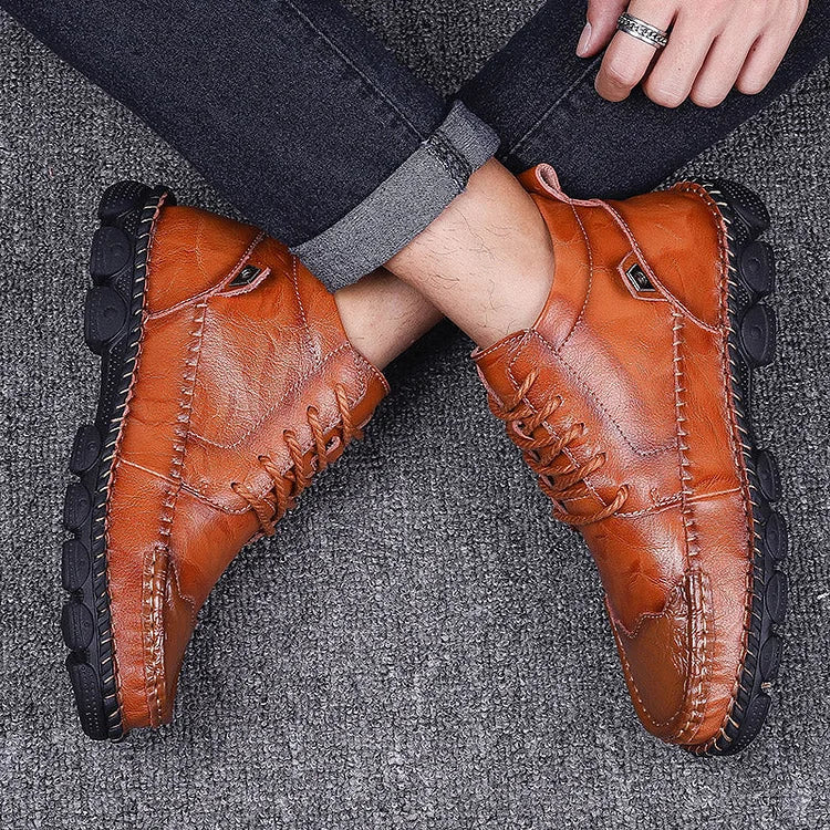Herren Leder Stiefeletten Runde Zehen Lässige orthopädische Schuhe