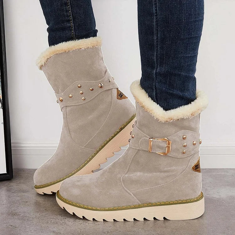 Rutschfeste Schneestiefeletten warme Schlupfstiefeletten mit Fellfutter
