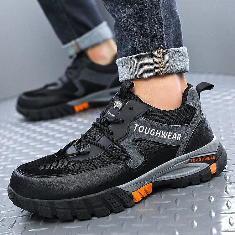 Herrenschuhe mit Stahlkappe Knöchel-Sicherheitsschuhe Arbeitsstiefel Schwarz