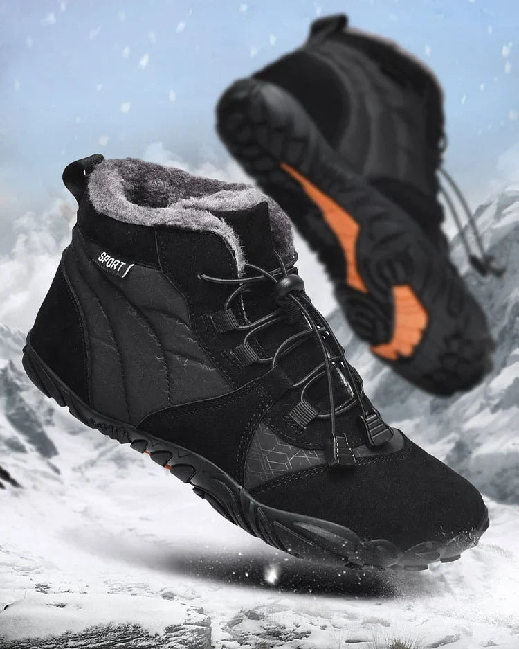 Herren Outdoor High-Top Baumwollschuhe Unisex Barfußschuhe Arbeitsschuhe Schneestiefel Warm Plus Samt Verdickte Mittelrohr Wanderwinterschuhe