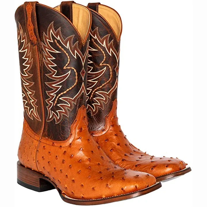 Westernstiefel im Vintage-Look für Herren – Mit breiter eckiger Zehenform