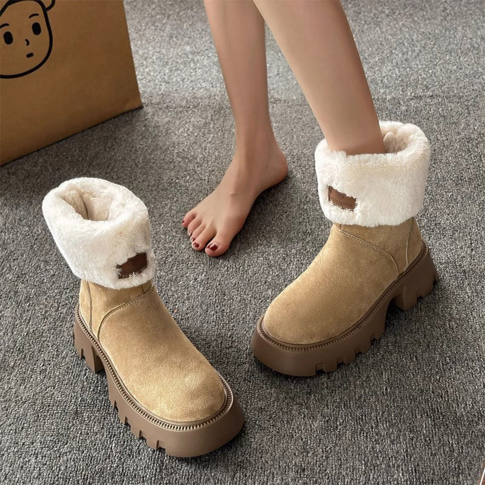 Orthopädische Damenstiefel Damen Fleece Retro Dickbesohlte Warme Kurze Stiefel