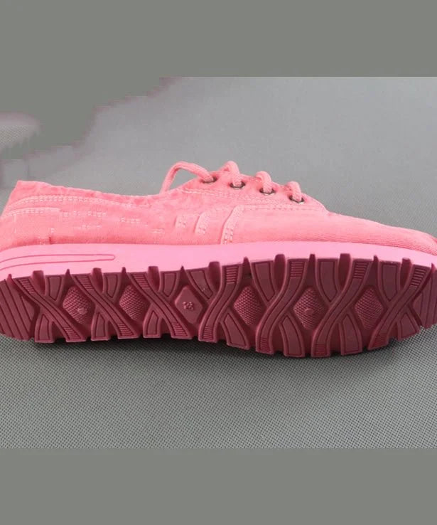 Einfache flache Schuhe aus blauem Baumwollstoff für Damen mit Kreuzriemen