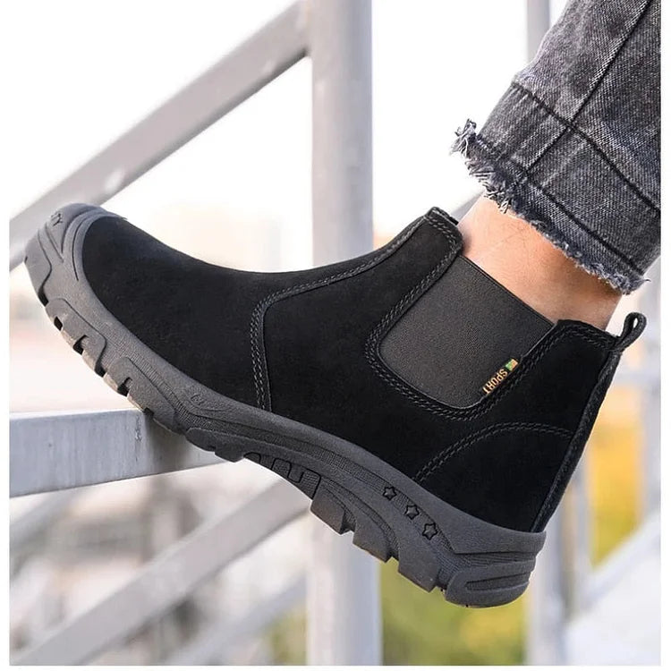 Anti-Smashing Herren Arbeitsstiefeletten Wildleder Stahlkappe Orthopädische Schuhe