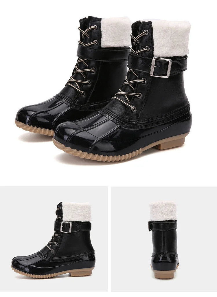 Warme Retro-Entenstiefel aus Kunstwolle