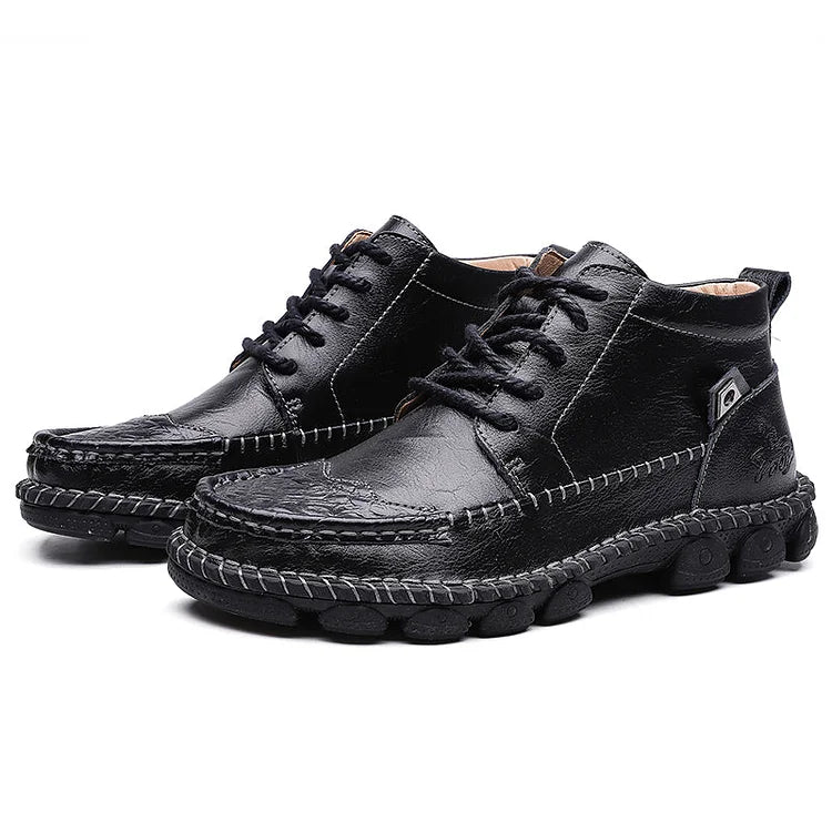 Herren Leder Stiefeletten Runde Zehen Lässige orthopädische Schuhe