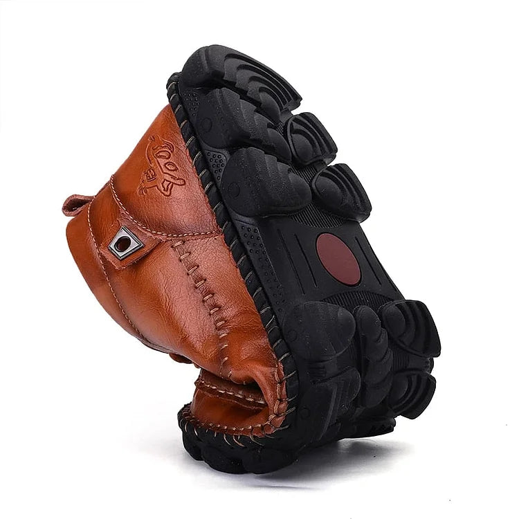 Herren Leder Stiefeletten Runde Zehen Lässige orthopädische Schuhe