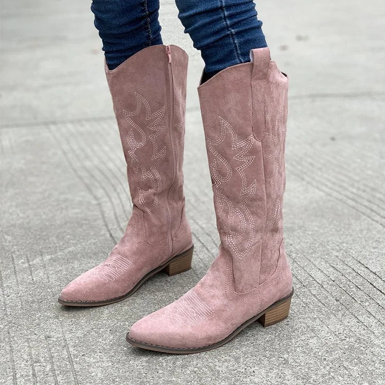 Cowboystiefel aus Wildleder mit Stickerei