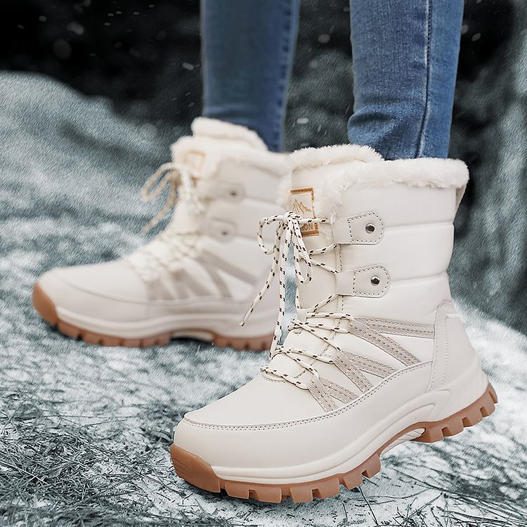 Damen Anti-Rutsch-Fell Warme wasserdichte Schneestiefel Mitte Der Wade