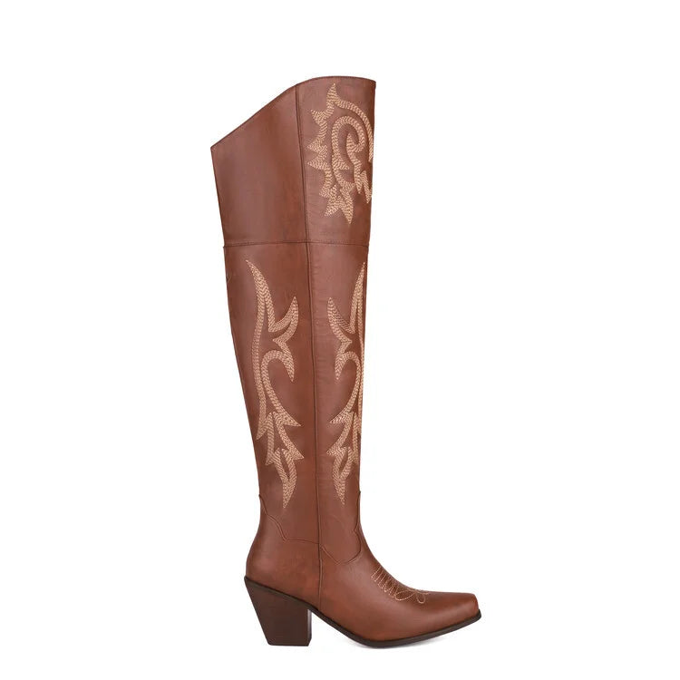 Hohe Cowboystiefel im Vintage-Look