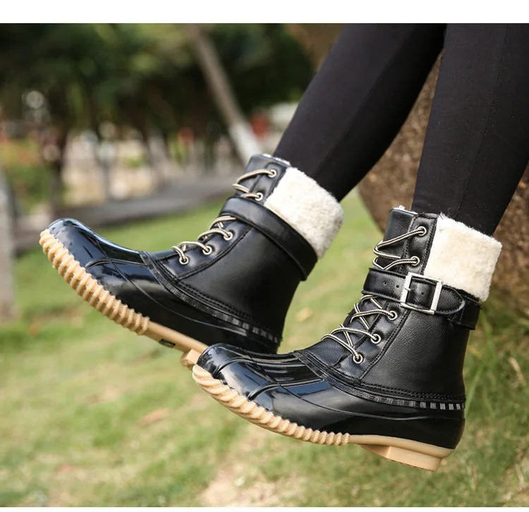 Warme Retro-Entenstiefel aus Kunstwolle