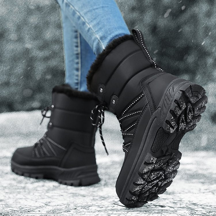 Damen Anti-Rutsch-Fell Warme wasserdichte Schneestiefel Mitte Der Wade