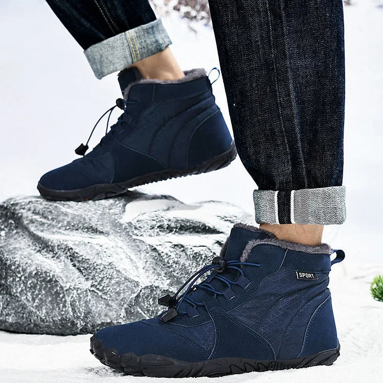 Herren Outdoor High-Top Baumwollschuhe Unisex Barfußschuhe Arbeitsschuhe Schneestiefel Warm Plus Samt Verdickte Mittelrohr Wanderwinterschuhe