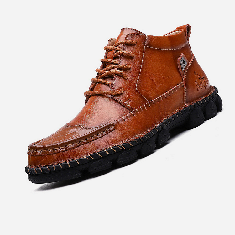 Herren Leder Stiefeletten Runde Zehen Lässige orthopädische Schuhe