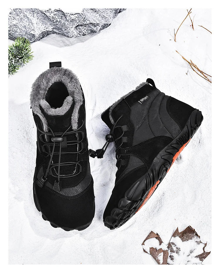 Herren Outdoor High-Top Baumwollschuhe Unisex Barfußschuhe Arbeitsschuhe Schneestiefel Warm Plus Samt Verdickte Mittelrohr Wanderwinterschuhe